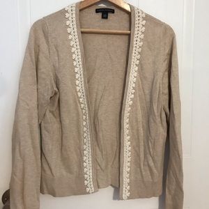 Beige Banana Republic Cardigan in Large with Crochet Detailing